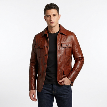 Crafting Legend — The Deckra Cognac Leather Safari Blazer