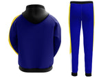 Deckra Mens Hooded Plain Tracksuit Fleece Ribbed Cuff Sweatshirts Cotton Blend Joggers Oversize Blue S~5XL