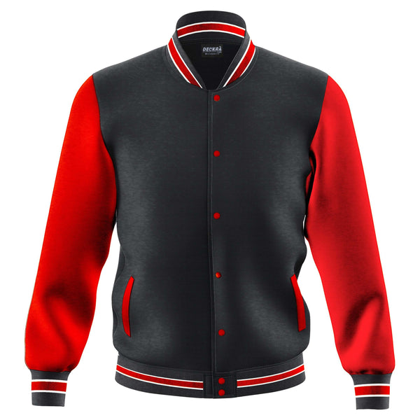 Deckra Men'ss Jacket Fleece Outdoor Winter Bomber Letterman