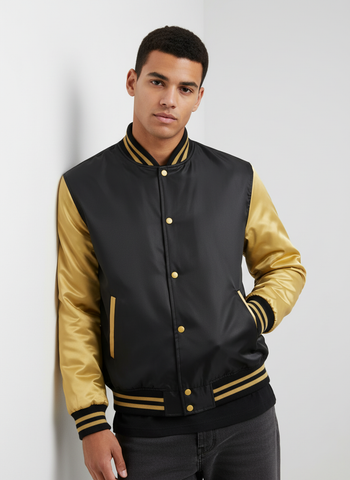 Mens Satin Jacket Black/Gold