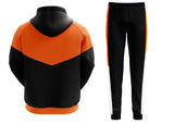 Deckra Mens Hooded Plain Tracksuit Fleece Ribbed Cuff Sweatshirts Cotton Blend Joggers Oversize Black/Orange (0.3)
