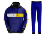 Deckra Mens Hooded Plain Tracksuit Fleece Ribbed Cuff Sweatshirts Cotton Blend Joggers Oversize Blue S~5XL