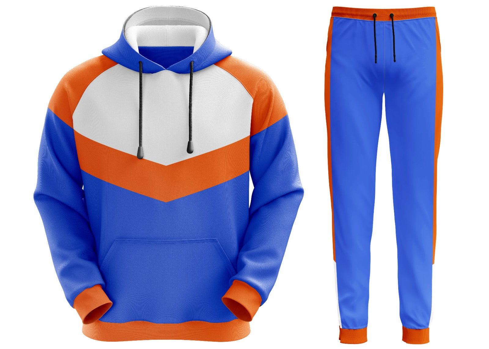 Deckra Mens Hooded Plain Tracksuit Fleece Ribbed Cuff Sweatshirts Cotton Blend Joggers Oversize Blue+Multi S~5XL