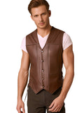 DECKRA Classic Men's Genuine Leather Vest Brown