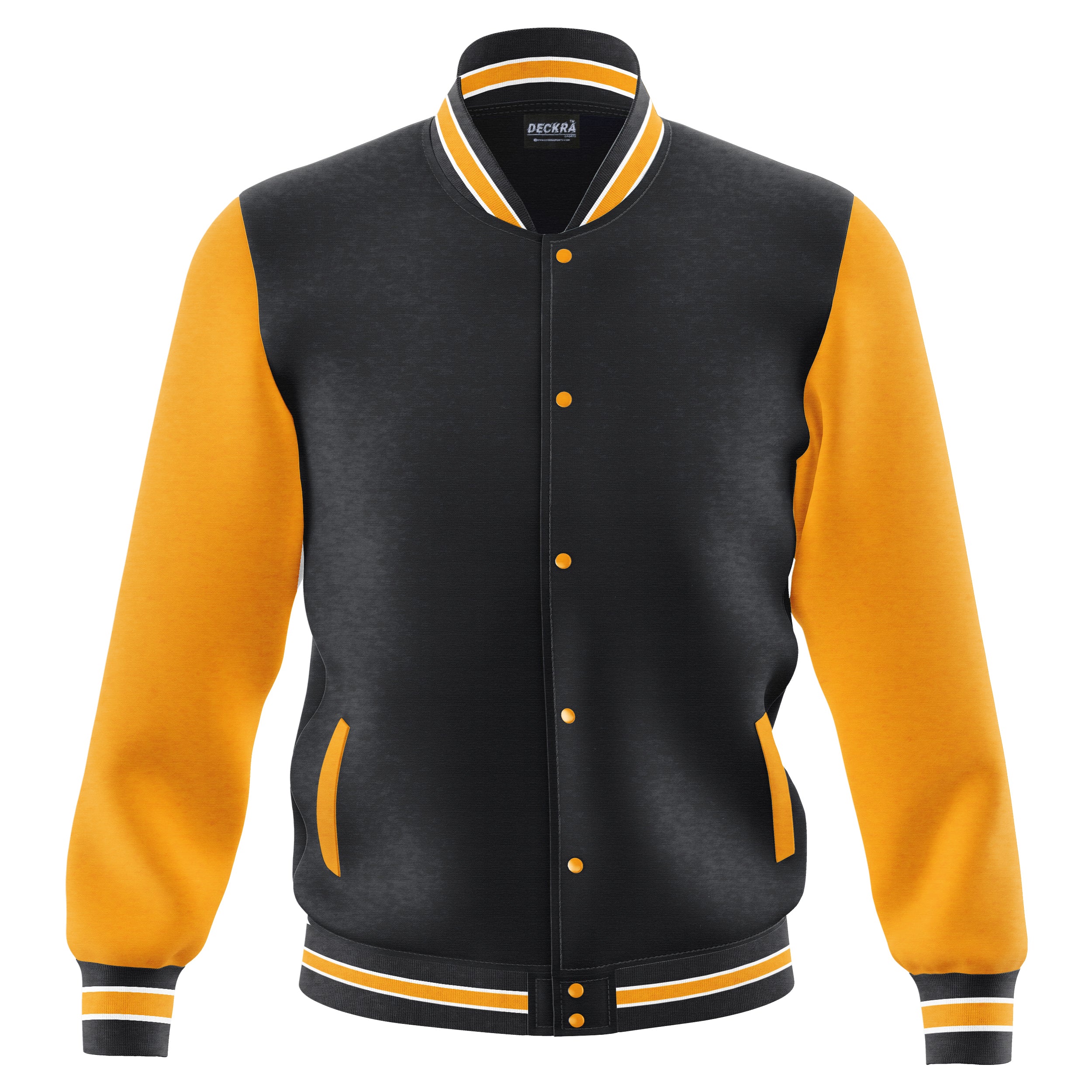 Deckra Mens Varsity Jacket Fleece Outdoor Winter Bomber Jackets Black/Gold