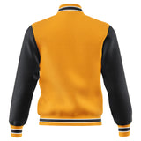 Deckra Mens Letterman Varsity Jacket Fleece Outdoor Winter Bomber Jackets Gold/Black