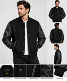 Deckra Men's Varsity Jacket Leather and Wool Letterman Jacket