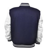 Kinder Varsity Jacke Echtes Leder Ärmel und Wollmischung Letterman Jungen College/Schule Varsity Jacken Schwarz/Weiß