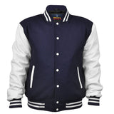 Kinder Varsity Jacke Echtes Leder Ärmel und Wollmischung Letterman Jungen College/Schule Varsity Jacken Schwarz/Weiß