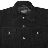 Deckra Premium Suede Leather Jacket Men Vintage Cowskin Leather Multi Pockets Casual Trucker Collared Coat Winter