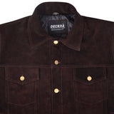 Deckra Premium Suede Leather Jacket Men Vintage Cowskin Leather Multi Pockets Casual Trucker Collared Coat Winter