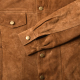 Deckra Premium Suede Leather Jacket Men Vintage Cowskin Leather Multi Pockets Casual Trucker Collared Coat Winter