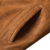 Deckra Premium Suede Leather Jacket Men Vintage Cowskin Leather Multi Pockets Casual Trucker Collared Coat Winter