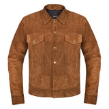 Deckra Premium Suede Leather Jacket Men Vintage Cowskin Leather Multi Pockets Casual Trucker Collared Coat Winter