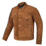 Deckra Premium Suede Leather Jacket Men Vintage Cowskin Leather Multi Pockets Casual Trucker Collared Coat Winter