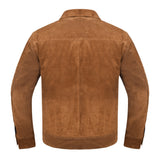 Deckra Premium Suede Leather Jacket Men Vintage Cowskin Leather Multi Pockets Casual Trucker Collared Coat Winter