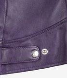 Deckra Womens Real cowhide Leather Purple Biker Style Jacket