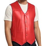 DECKRA Classic Men's Genuine Leather Vest Red