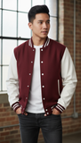 Men's Varsity Jacket Genuine Leather Sleeve and Wool Blend Letterman Boys College Varsity Jackets