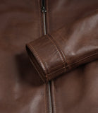 Women's Brown Cowhide Leather Harrington Jacket – Classic Zip-Up Casual Leather Coat