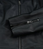 Women's Cowhide Leather Harrington Jacket Black– Classic Zip-Up Casual Leather Coat