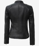 Women's Black Cowhide Leather Biker Style Jacket
