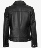 Women's Black Cowhide Leather Jacket – Premium Genuine Leather Coat
