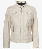 Womens Real Leather cowhide Off White Quilted Biker Style Jacket