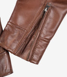 Women's Real Leather Cowhide Biker Style Jacket Brown