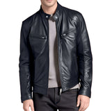 Mens Leather Jacket Motorbike Stylish Warm Winter Biker Coat Black