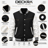 Men's Varsity Jacket Camo Printed Genuine Leather Sleeve and Wool Blend Letterman Boys College Varsity Jackets XXS-5XL
