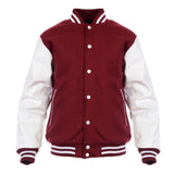 Men's Varsity Jacket Genuine Leather Sleeve and Wool Blend Letterman Boys College Varsity Jackets