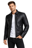 Men’s Black Leather Zipper Jacket – Cowhide leather Jacket