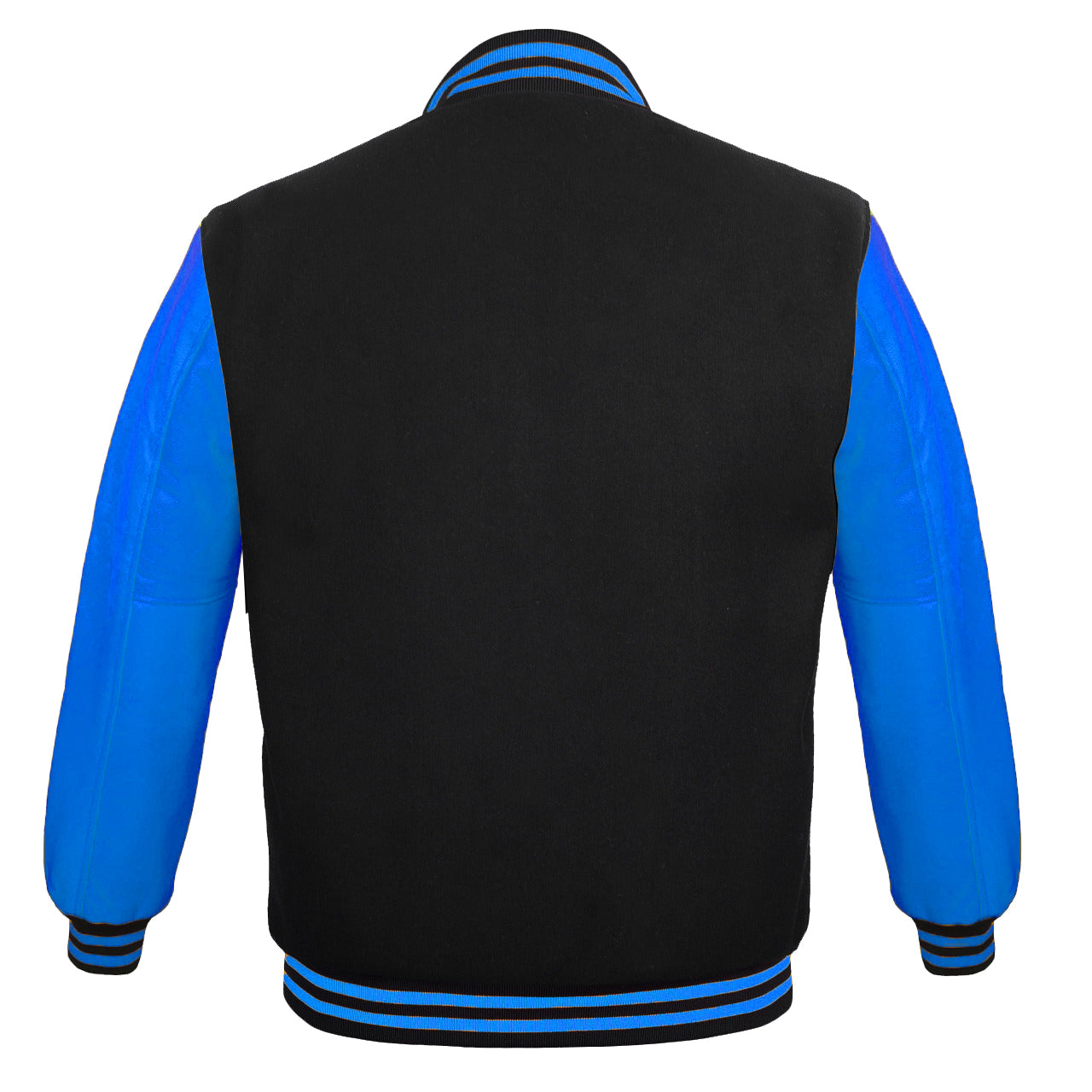 Men's Varsity Jackets Genuine Leather Sleeve And Wool Body black/blue