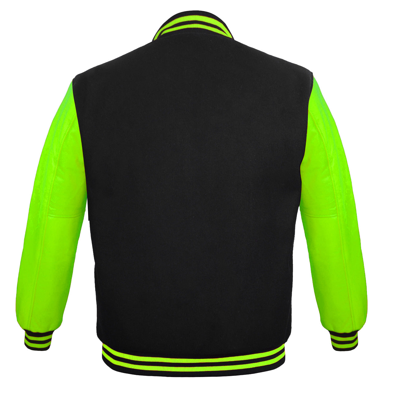 Men's Varsity Jackets Genuine Leather Sleeve And Wool Body Black