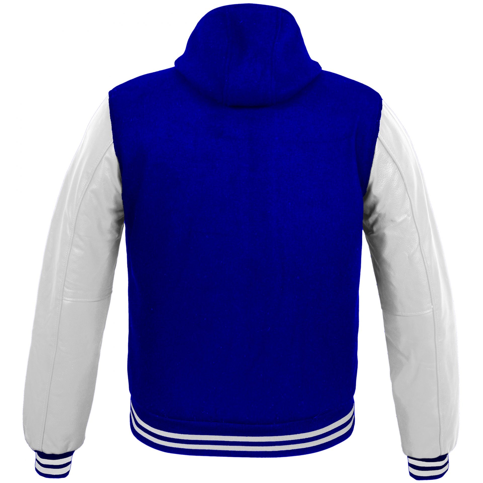 Women Hoodie Wool+Leather Baseball College/School Letterman Varsity Style Navy Blue/White Hoodie