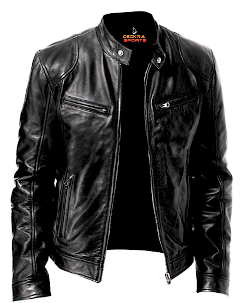 BLACK LEATHER JACKET Men's Leather Jacket Black Biker 