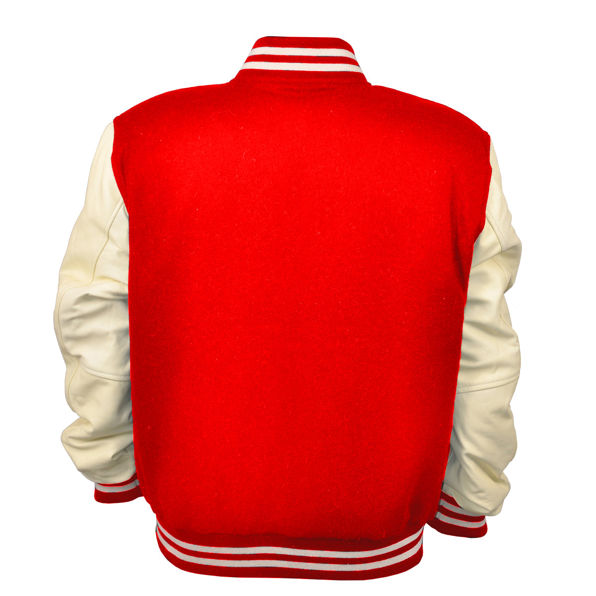 Deckra Sports Men's Varsity Jackets Genuine Leather Sleeve and Wool Body Red/Yellow Medium