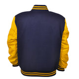 Woman Jacket Wool+Leather Navy Blue/Gold