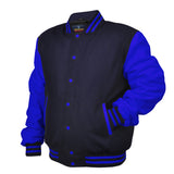 Woman Jacket Wool+Leather Navy Blue/Blue