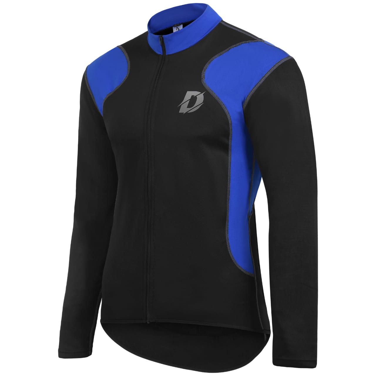Mens Cycling Jersey Long Sleeves Thermal Outdoor Winter Bicycle Fleece Shirt Black/Blue