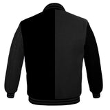 Men's Varsity Jackets Genuine Leather Sleeve And Wool Body Black/Grey