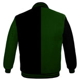 Men's Varsity Jackets Genuine Leather Sleeve And Wool Body Green/Black
