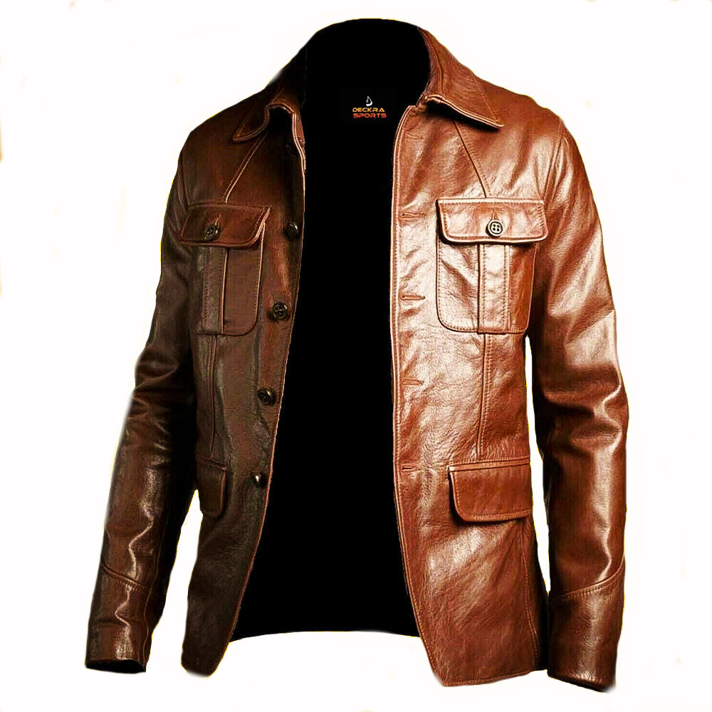 Men's Blazer Coat Jacket Sheepskin Leather 100% Genuine Leather Men's Blazer Coat Jacket Sheepskin Leather 100% Genuine Leather
