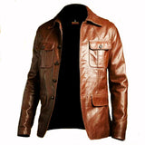 Mens Leather Blazer Genuine Cowhide Leather Top Winter Jacket Stylish Real Leather Coats For Men