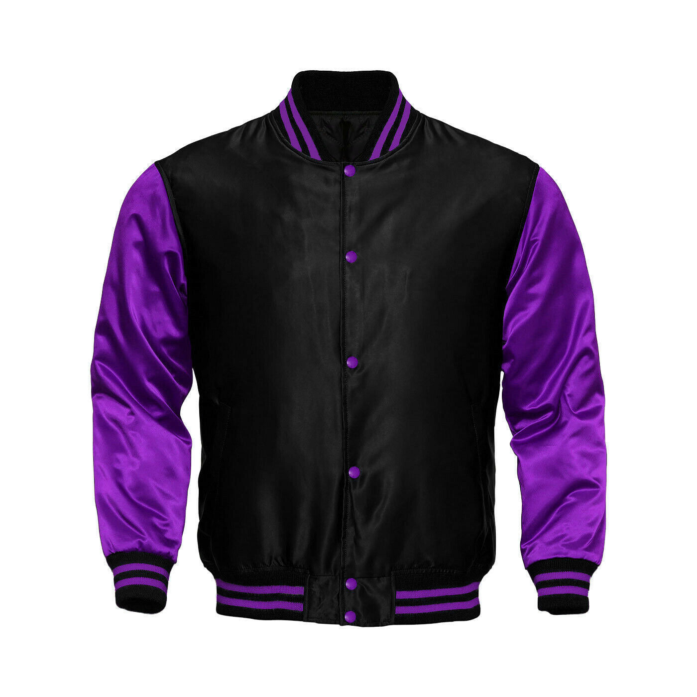 Satin Varsity Cropped Jacket - Lavender