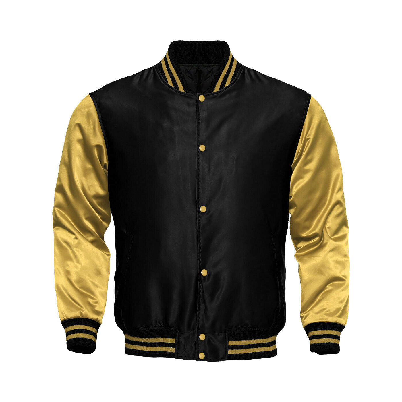 Mens Satin Jacket Black/Gold – Deckra Sports