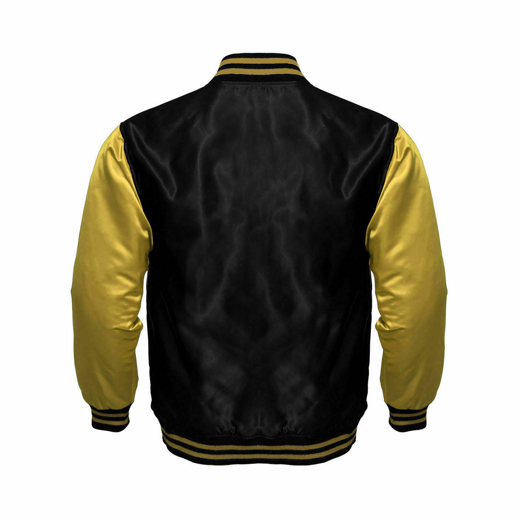 Mens Satin Jacket Black/Gold Deckra Sports