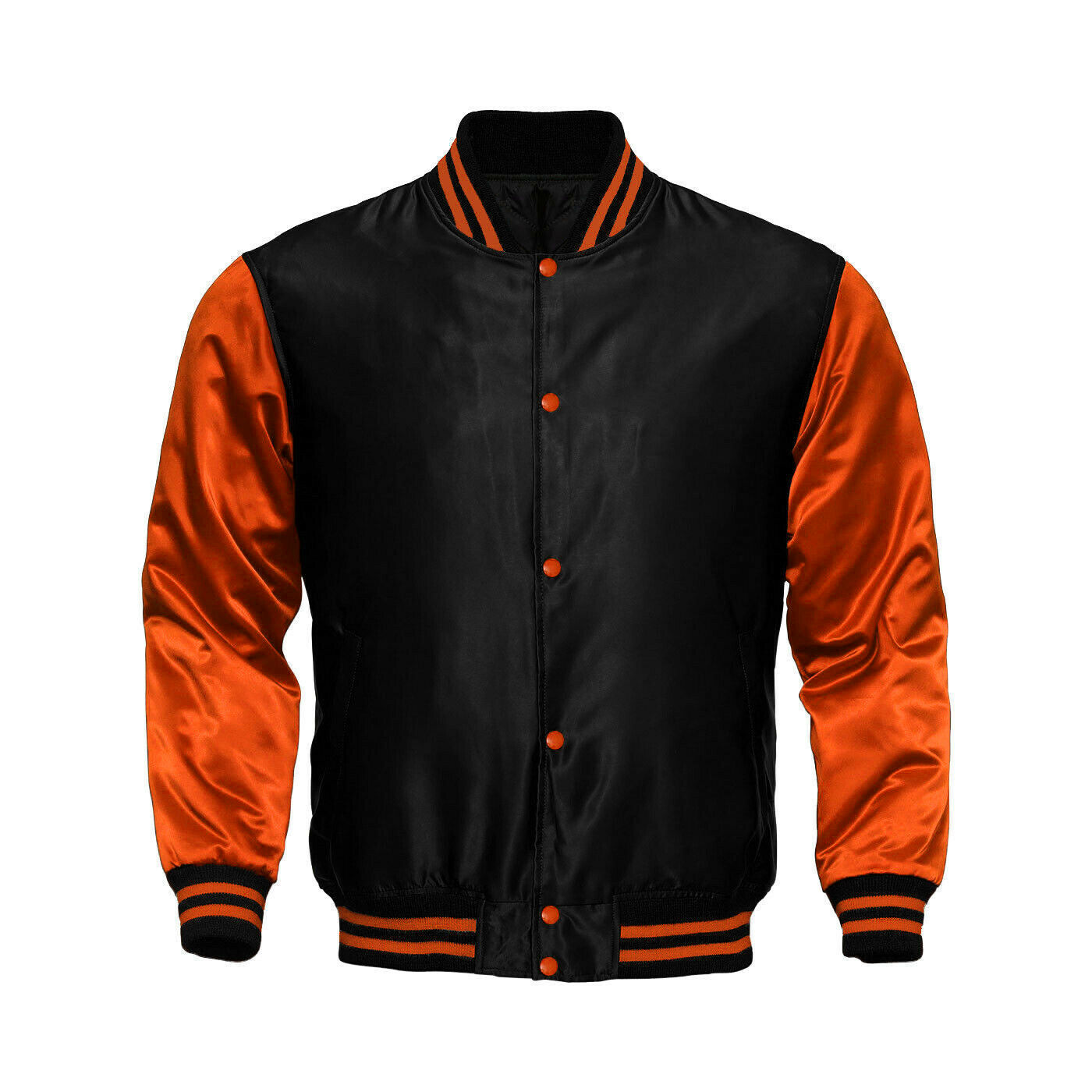 Women Satin Jacket Black/Orange