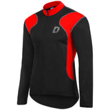 Mens Cycling Jersey Long Sleeves Thermal Outdoor Winter Bicycle Fleece Shirt Black/Red